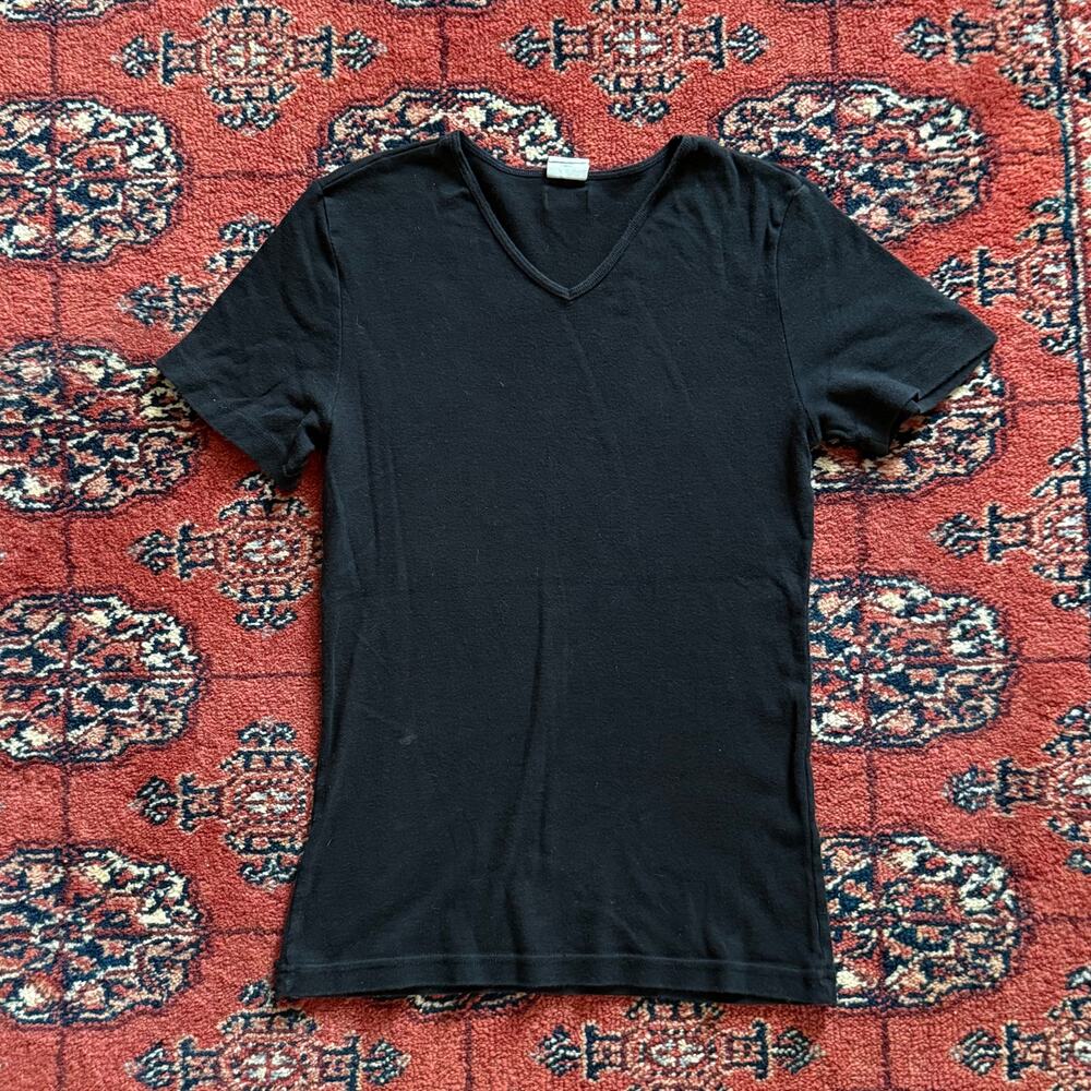 Calvin‎ Klein XS Jet Black V-Neck Short Sleeve Baby Tee